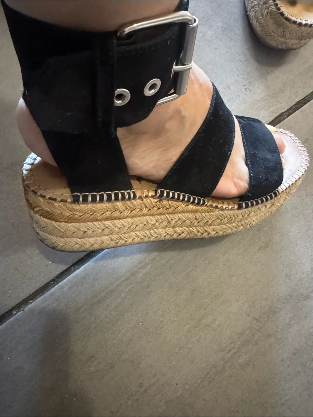 rag & bone Black Suede Platform Espadrille Sandals - Women